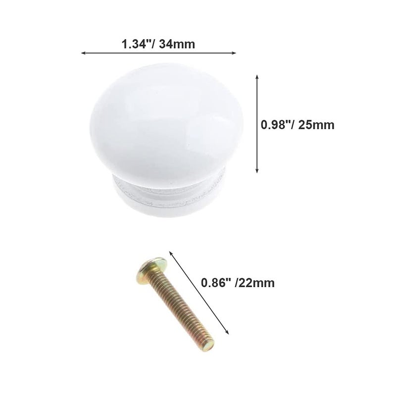 Mgoodoo 5PCS White Wood Knobs, 1.34'' Round Mushroom Wooden Knobs for Cabinet Drawer Dresser Closet Cupboard Pulls Kitchen Hardware - Image 2